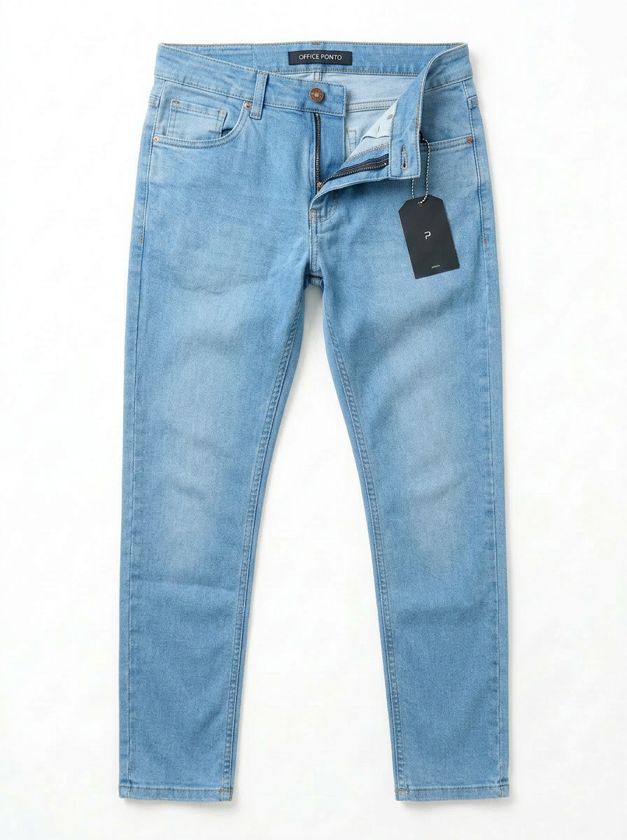 Jeans Claro Lavagem Stone — Office Ponto, foto detalhada do produto